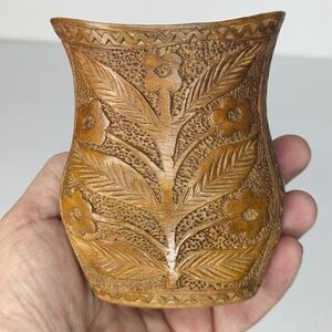 Vintage Yugoslavian Balkan Hand Carved/Engraved Traditional Wooden Wedding Cup